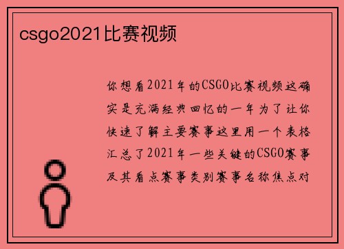 csgo2021比赛视频